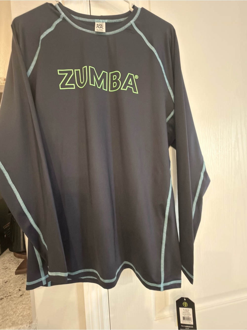 Zumba Fitness Navy Top with Light Teal Stitching